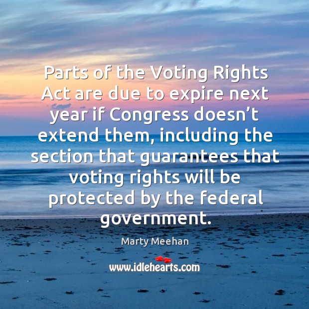 Parts of the voting rights act are due to expire next year if congress doesn’t extend them Marty Meehan Picture Quote