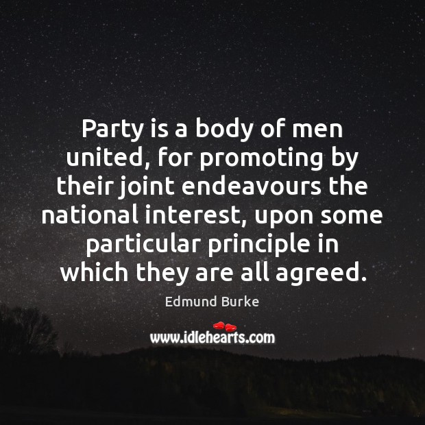 Party is a body of men united, for promoting by their joint Image