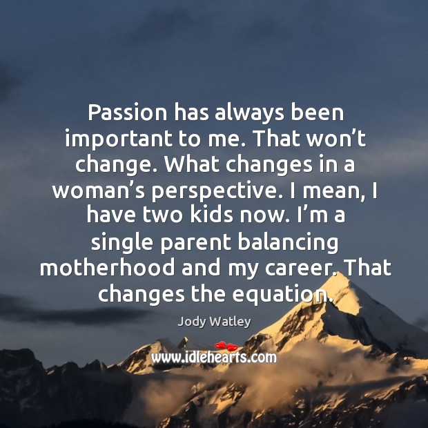Passion has always been important to me. That won’t change. Jody Watley Picture Quote