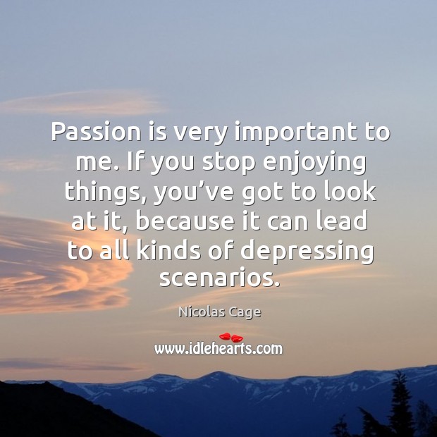 Passion is very important to me. If you stop enjoying things Passion Quotes Image