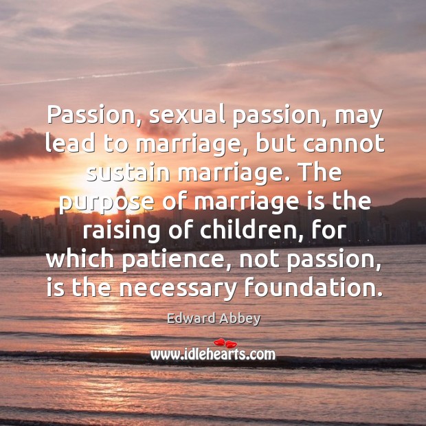 Passion, sexual passion, may lead to marriage, but cannot sustain marriage. The Marriage Quotes Image