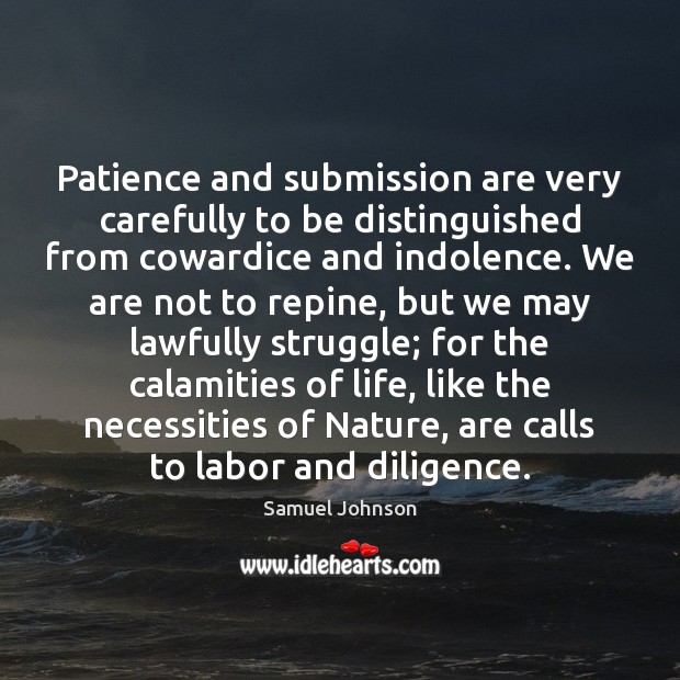 Patience and submission are very carefully to be distinguished from cowardice and 