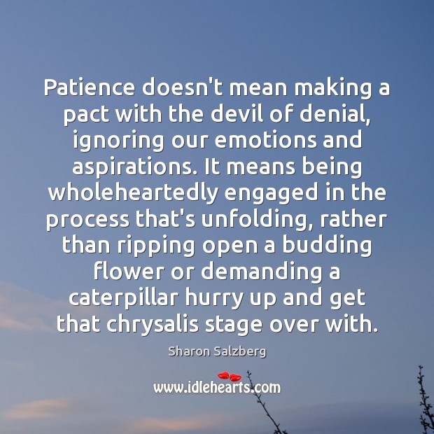 Patience doesn’t mean making a pact with the devil of denial, ignoring 