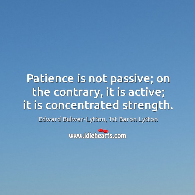 Patience is not passive; on the contrary, it is active; it is concentrated strength. Image