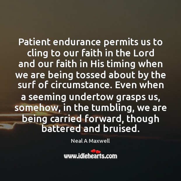 Patient endurance permits us to cling to our faith in the Lord Neal A Maxwell Picture Quote