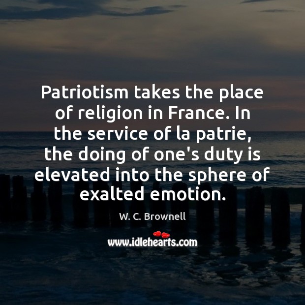 Patriotism takes the place of religion in France. In the service of Image
