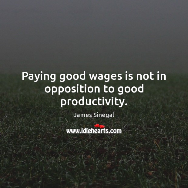 Paying good wages is not in opposition to good productivity. James Sinegal Picture Quote