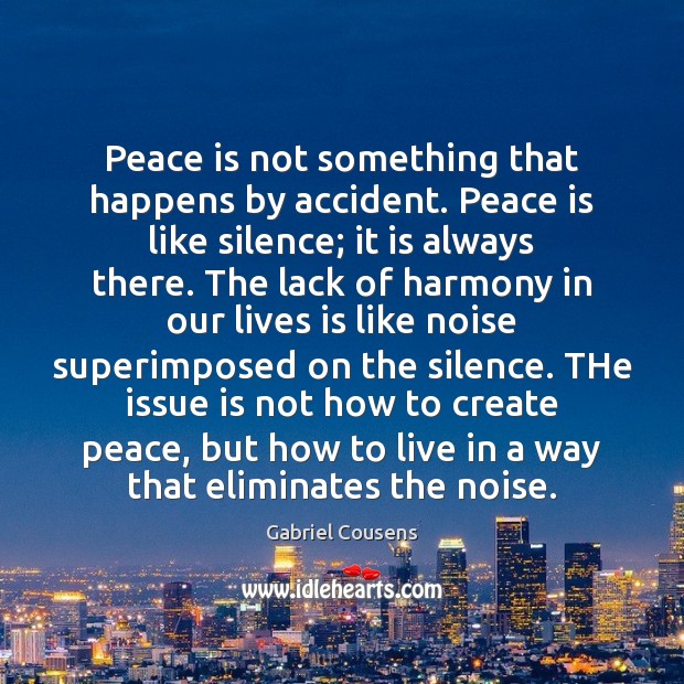 Peace is not something that happens by accident. Peace is like silence; Peace Quotes Image
