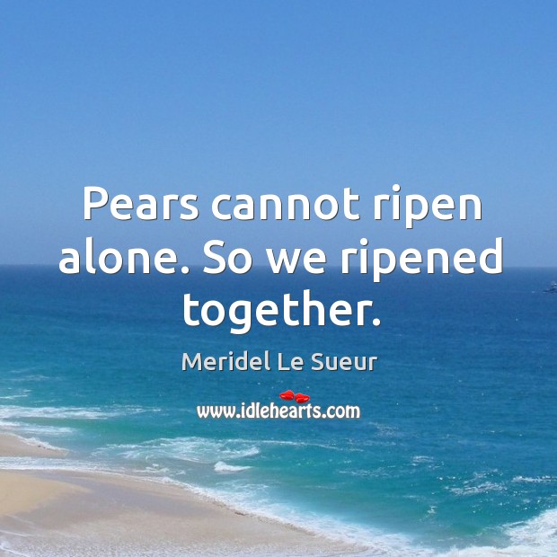 Pears cannot ripen alone. So we ripened together. Meridel Le Sueur Picture Quote