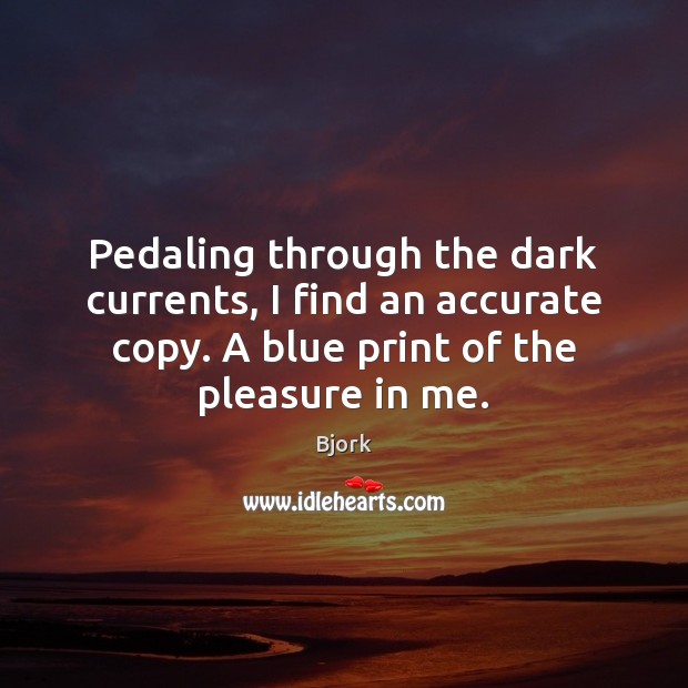Pedaling through the dark currents, I find an accurate copy. A blue Bjork Picture Quote