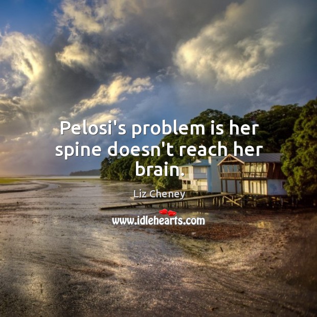 Pelosi’s problem is her spine doesn’t reach her brain. Liz Cheney Picture Quote