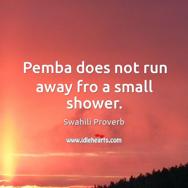 Pemba does not run away fro a small shower. Image