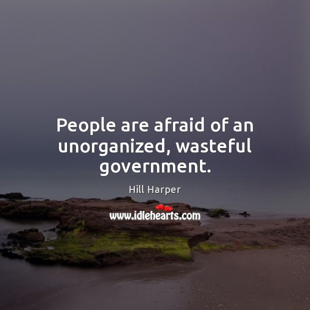 People are afraid of an unorganized, wasteful government. Hill Harper Picture Quote