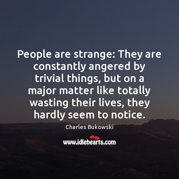 People are strange: They are constantly angered by trivial things, but on Image