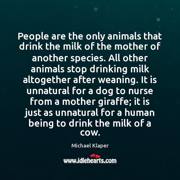 People are the only animals that drink the milk of the mother Michael Klaper Picture Quote