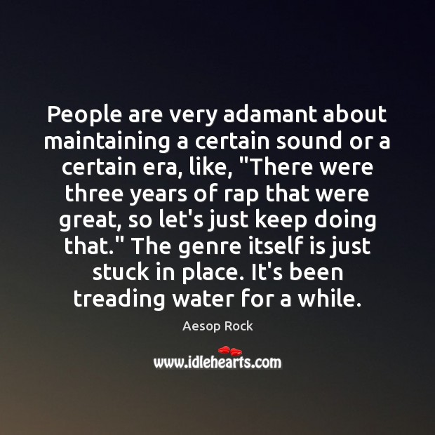 People are very adamant about maintaining a certain sound or a certain Aesop Rock Picture Quote