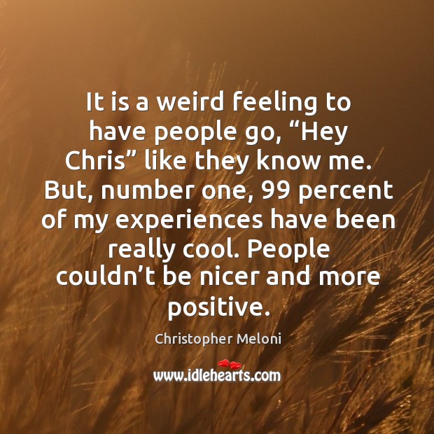 People couldn’t be nicer and more positive. Christopher Meloni Picture Quote