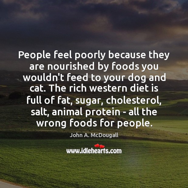 People feel poorly because they are nourished by foods you wouldn’t feed Diet Quotes Image