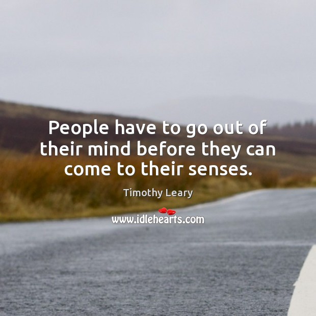 People have to go out of their mind before they can come to their senses. Timothy Leary Picture Quote