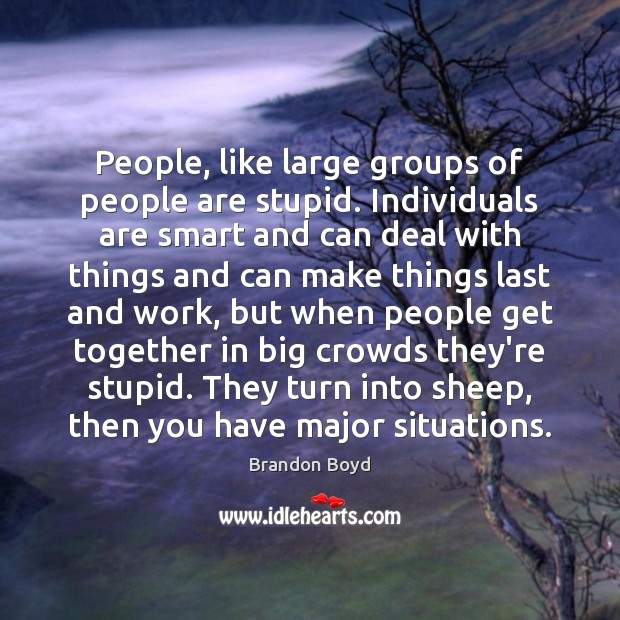 People, like large groups of people are stupid. Individuals are smart and Image