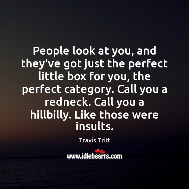 People look at you, and they’ve got just the perfect little box Travis Tritt Picture Quote