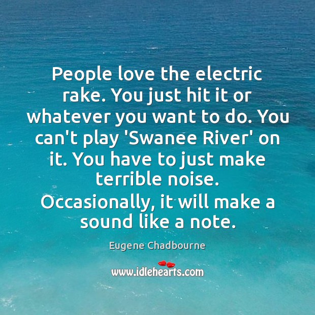 People love the electric rake. You just hit it or whatever you Eugene Chadbourne Picture Quote