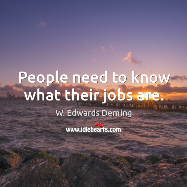 People need to know what their jobs are. W. Edwards Deming Picture Quote