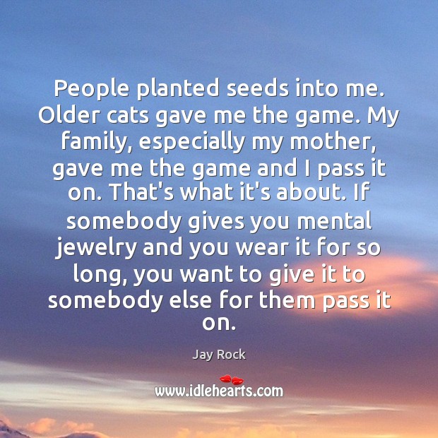People planted seeds into me. Older cats gave me the game. My Jay Rock Picture Quote