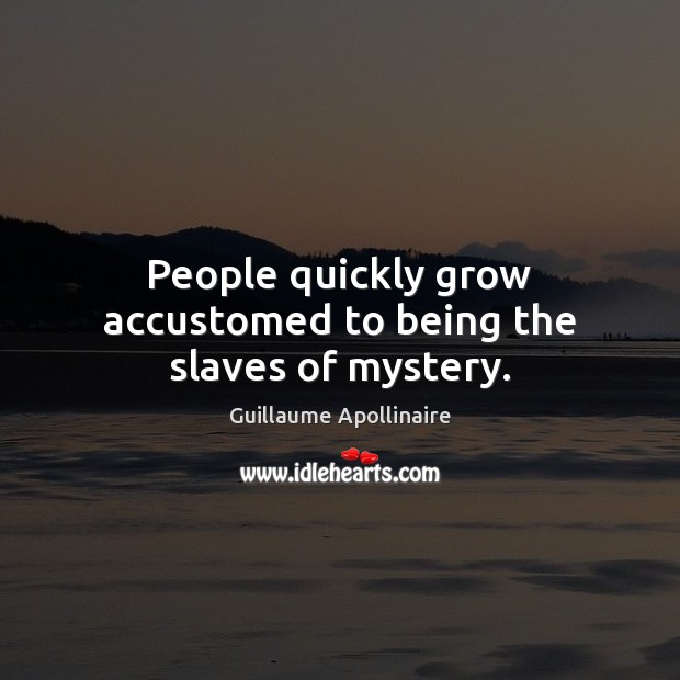People quickly grow accustomed to being the slaves of mystery. Guillaume Apollinaire Picture Quote