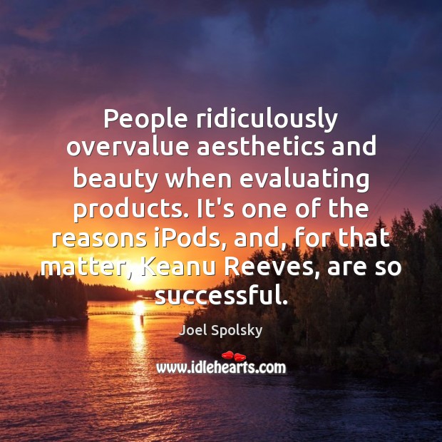 People ridiculously overvalue aesthetics and beauty when evaluating products. It’s one of Joel Spolsky Picture Quote