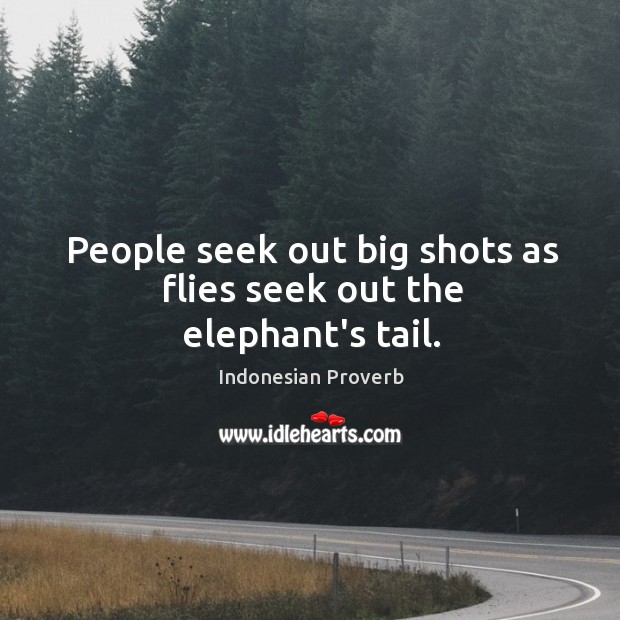 People seek out big shots as flies seek out the elephant’s tail. Image