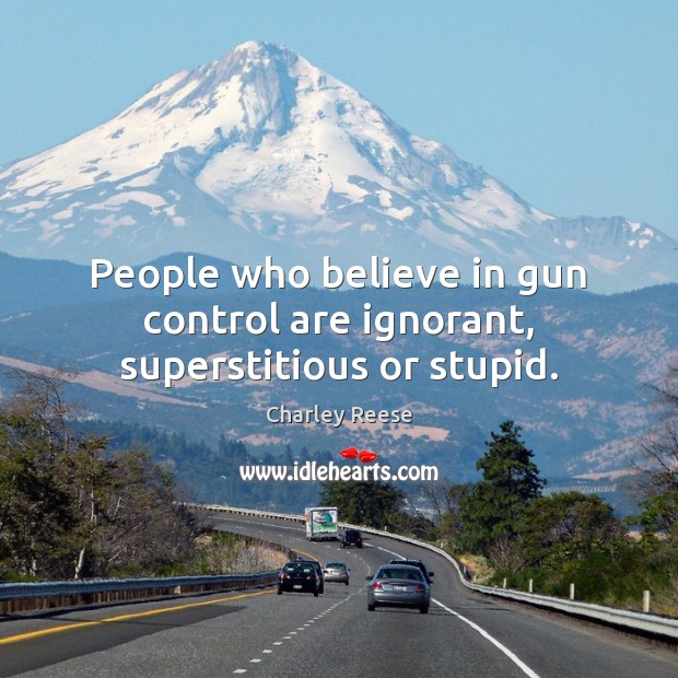 People who believe in gun control are ignorant, superstitious or stupid. Image