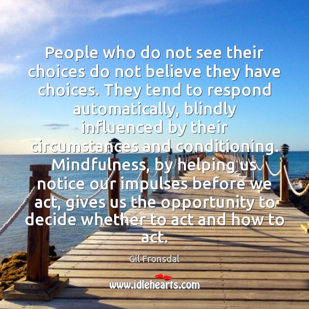 People who do not see their choices do not believe they have Gil Fronsdal Picture Quote