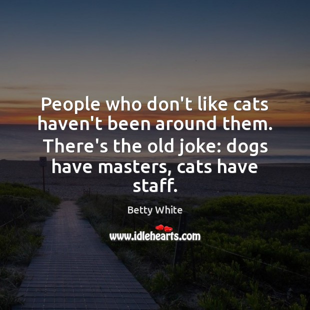 People who don’t like cats haven’t been around them. There’s the old Betty White Picture Quote