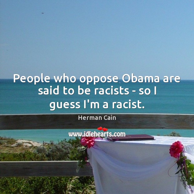 People who oppose Obama are said to be racists – so I guess I’m a racist. Image