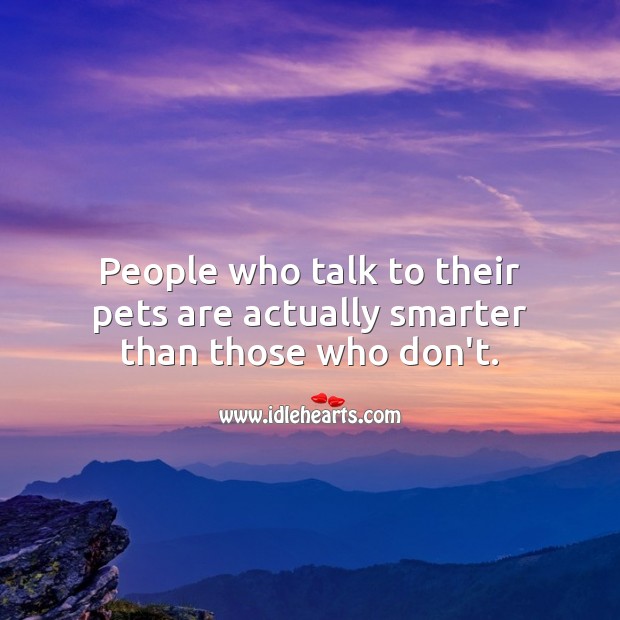 People who talk to their pets are actually smarter than those who don’t. Pet Quotes Image