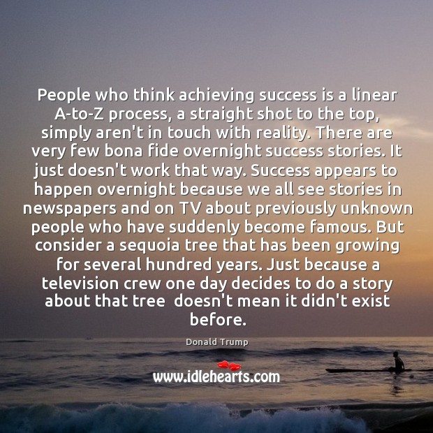 People who think achieving success is a linear A-to-Z process, a straight Success Quotes Image