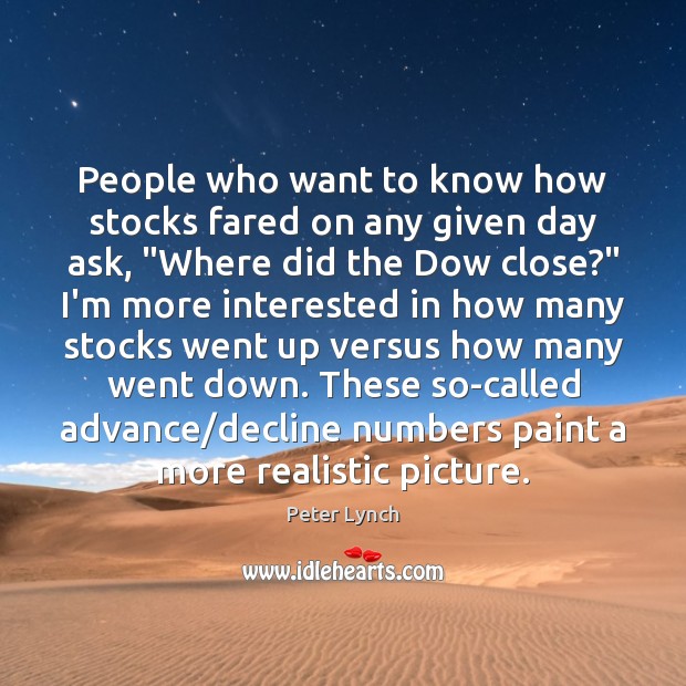 People who want to know how stocks fared on any given day Peter Lynch Picture Quote