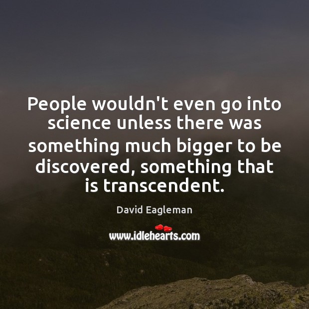 People wouldn’t even go into science unless there was something much bigger David Eagleman Picture Quote