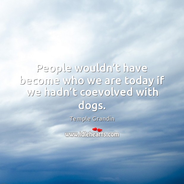 People wouldn’t have become who we are today if we hadn’t coevolved with dogs. Temple Grandin Picture Quote
