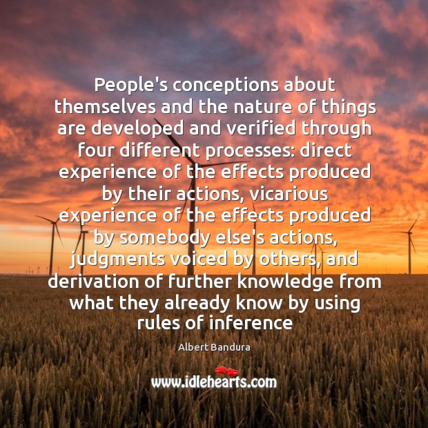 People’s conceptions about themselves and the nature of things are developed and Albert Bandura Picture Quote
