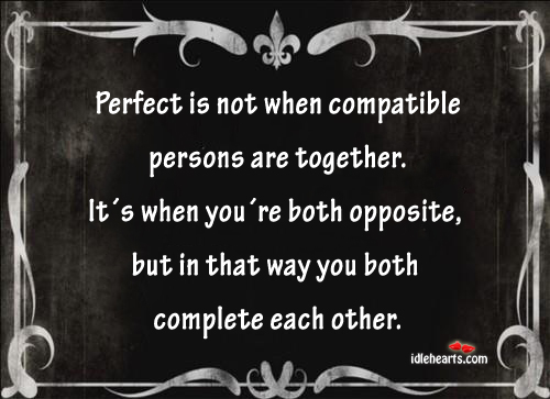 Perfect is when you´re both opposite, but both complete each other Image