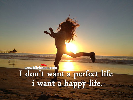 I don’t want a perfect life I want a happy life. Image