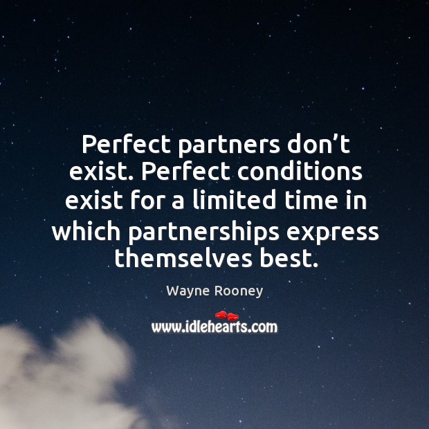 Perfect partners don’t exist. Perfect conditions exist for a limited time in which partnerships express themselves best. Image