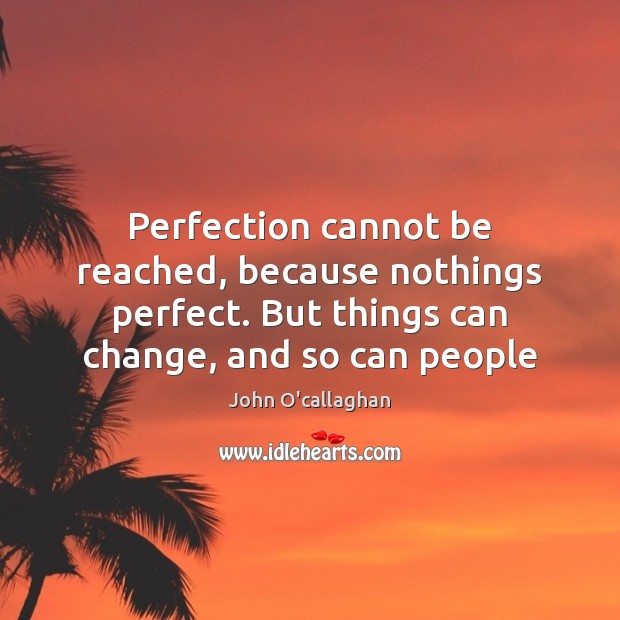 Perfection cannot be reached, because nothings perfect. But things can change, and John O’callaghan Picture Quote
