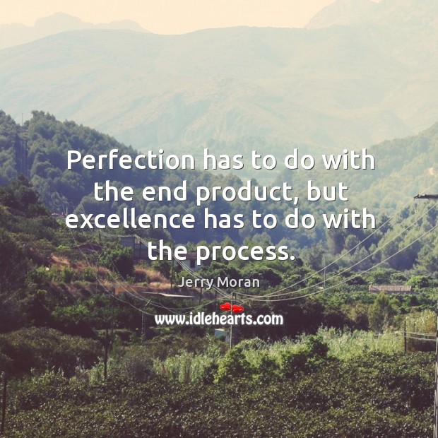 Perfection has to do with the end product, but excellence has to do with the process. Jerry Moran Picture Quote