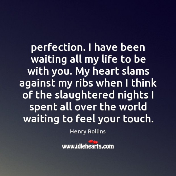 Perfection. I have been waiting all my life to be with you. Henry Rollins Picture Quote