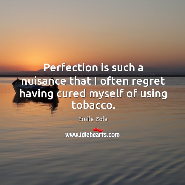 Perfection is such a nuisance that I often regret having cured myself of using tobacco. Perfection Quotes Image
