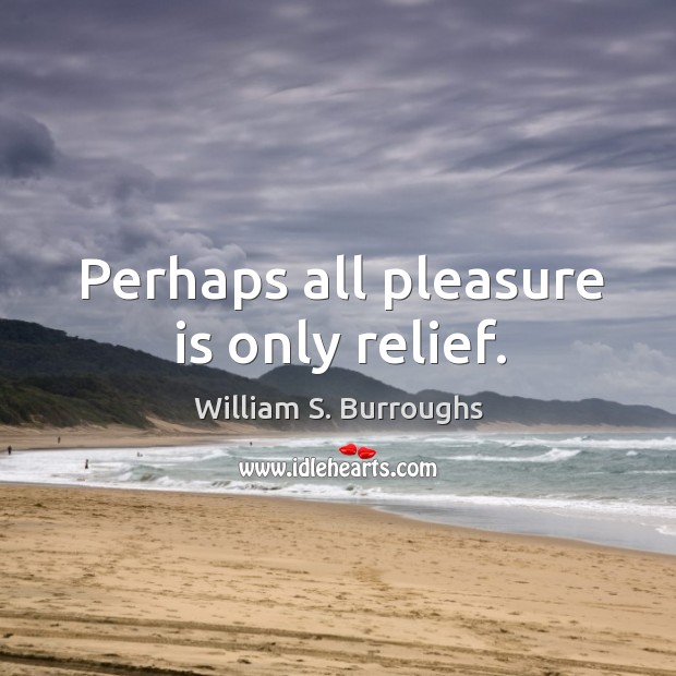 Perhaps all pleasure is only relief. William S. Burroughs Picture Quote