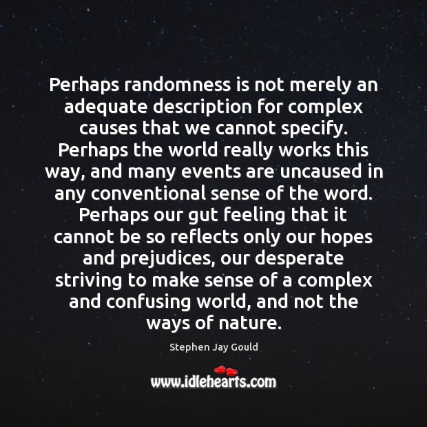 Perhaps randomness is not merely an adequate description for complex causes that Stephen Jay Gould Picture Quote